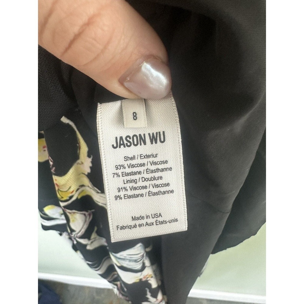 Jason Wu Midi Dress Size 8 Wild Orchid Jersey Cross Over Rouching Black …​​ - Picture 10 of 15